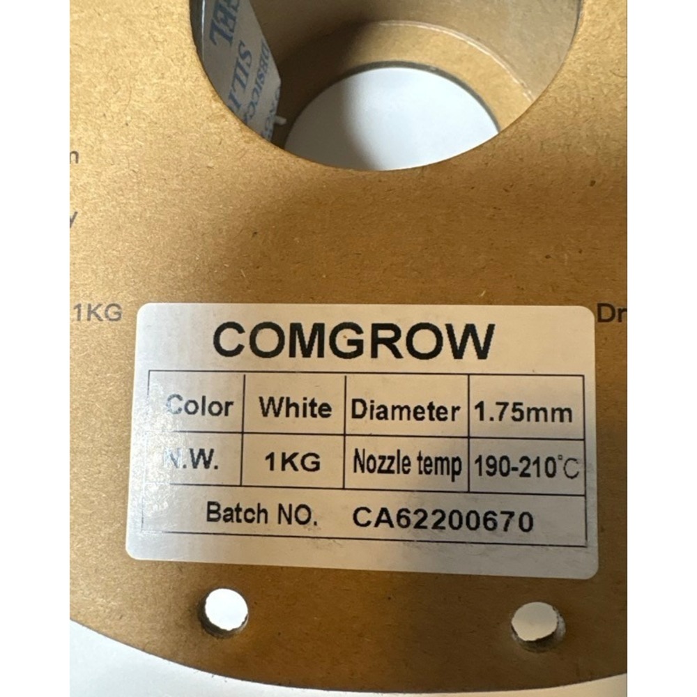 Comgrow White PLA 3D Printer Filament 1.75mm 1kg Spool Clog-Free Bubble-Free - Picture 3 of 6
